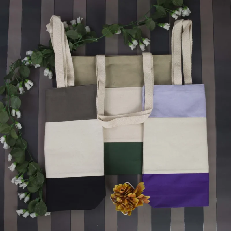 Heavy Canvas Tri-Color Promotional Tote Bag qtees whole sale tote bag manufacturers usa
