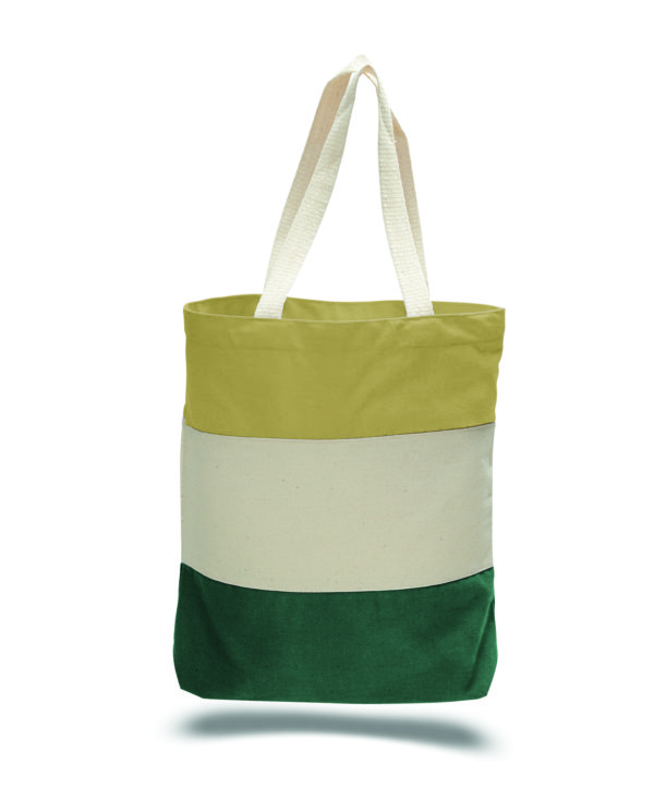 Product Spotlight Q-Tees Heavy Canvas Tri-Color Promotional Tote Bag (Q125900) 13 Q125900 Forest Green Khaki 600x734 min