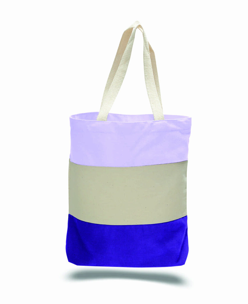 Product Spotlight Q-Tees Heavy Canvas Tri-Color Promotional Tote Bag (Q125900) 16 Q125900 Purple Lavender mins