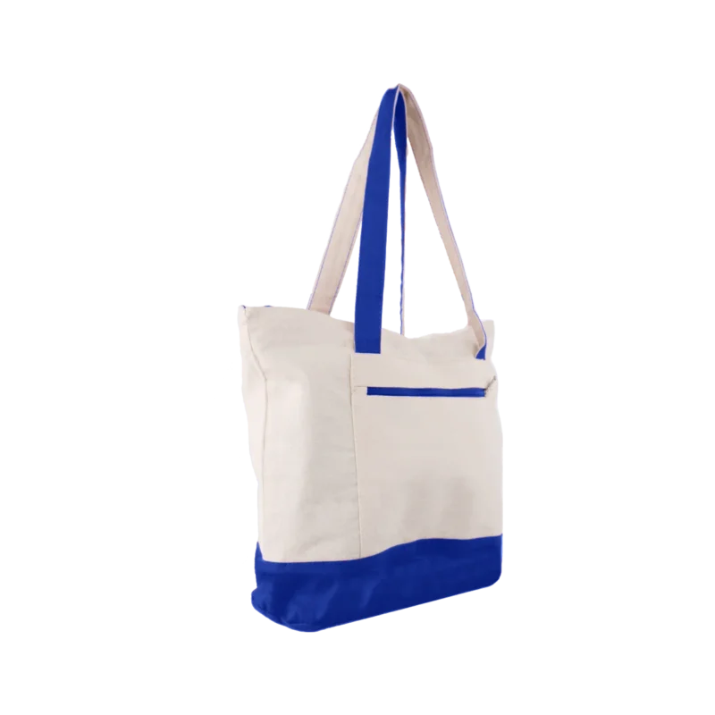 Heavy Large Canvas Tote Bag With Zipper and Color Handles zipper tote bag