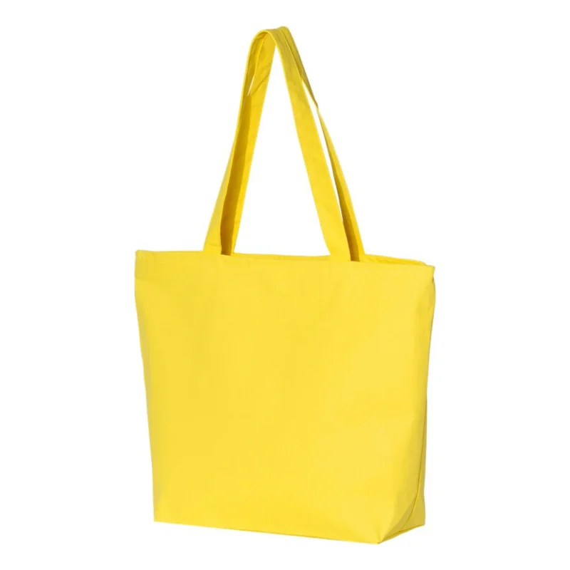 Q611 qtees canvas tote bag with zipper - bag manufacturers usa - zippered large cloth bags with zipper yellow color