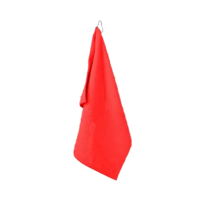 Deluxe Hemmed Hand / Golf Towel hanging with hook qtees towels t300 Red color towel manufacturers usa