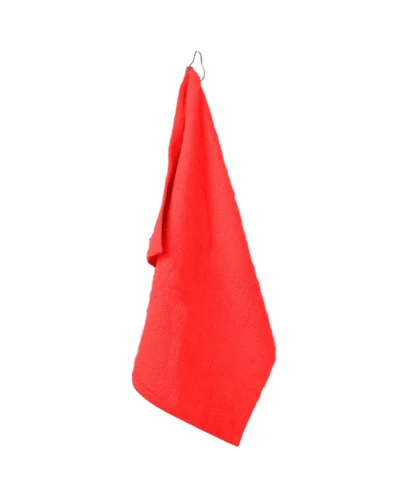Deluxe Hemmed Hand / Golf Towel hanging with hook qtees towels t300 Red color towel manufacturers usa