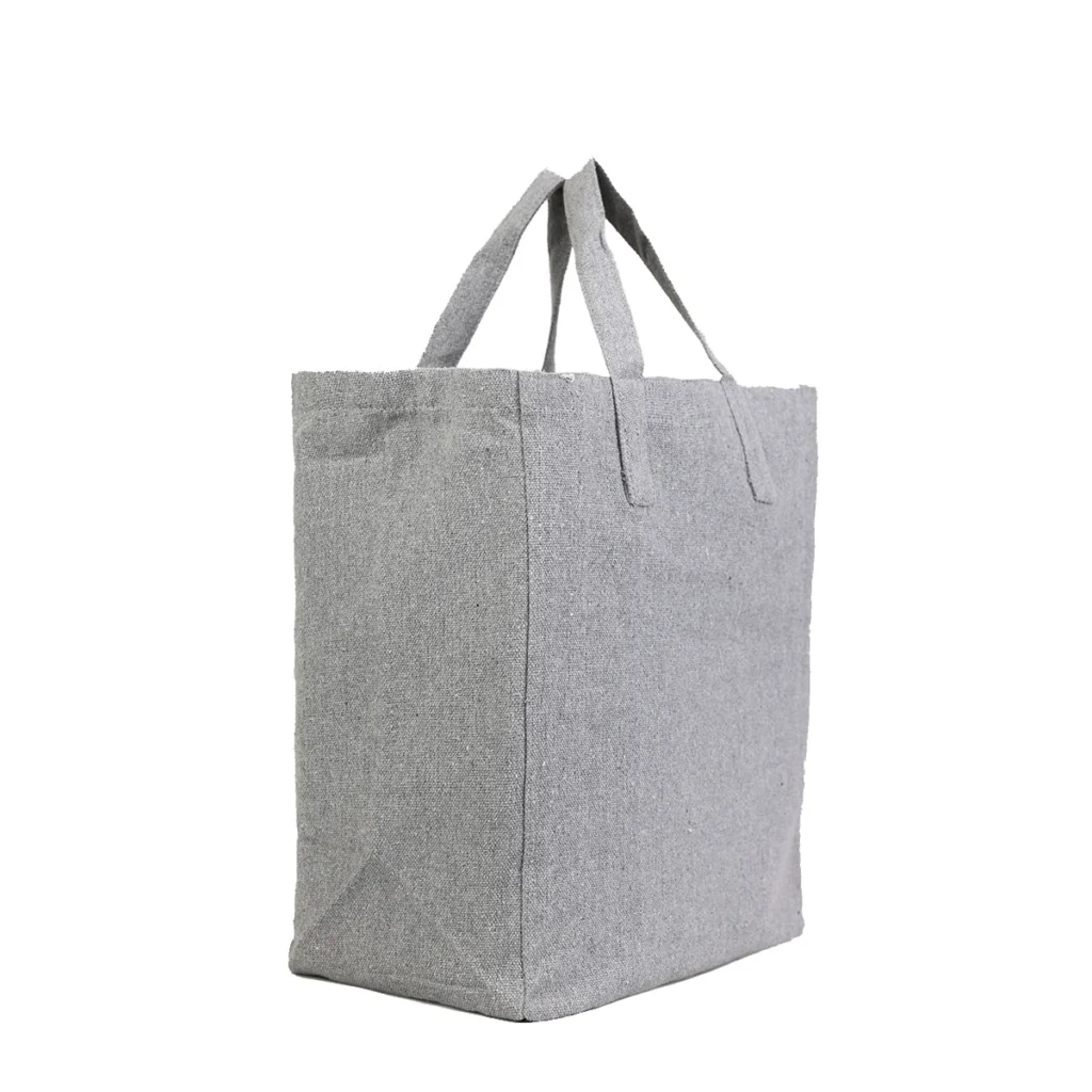 Sustainable Recycled Grocery bag with gusset made from 100% Recycled Cotton tote bag