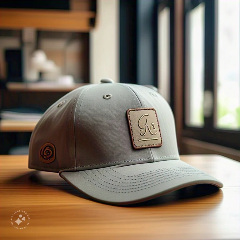 of a cap that is made from twill fabric with logo patch on it