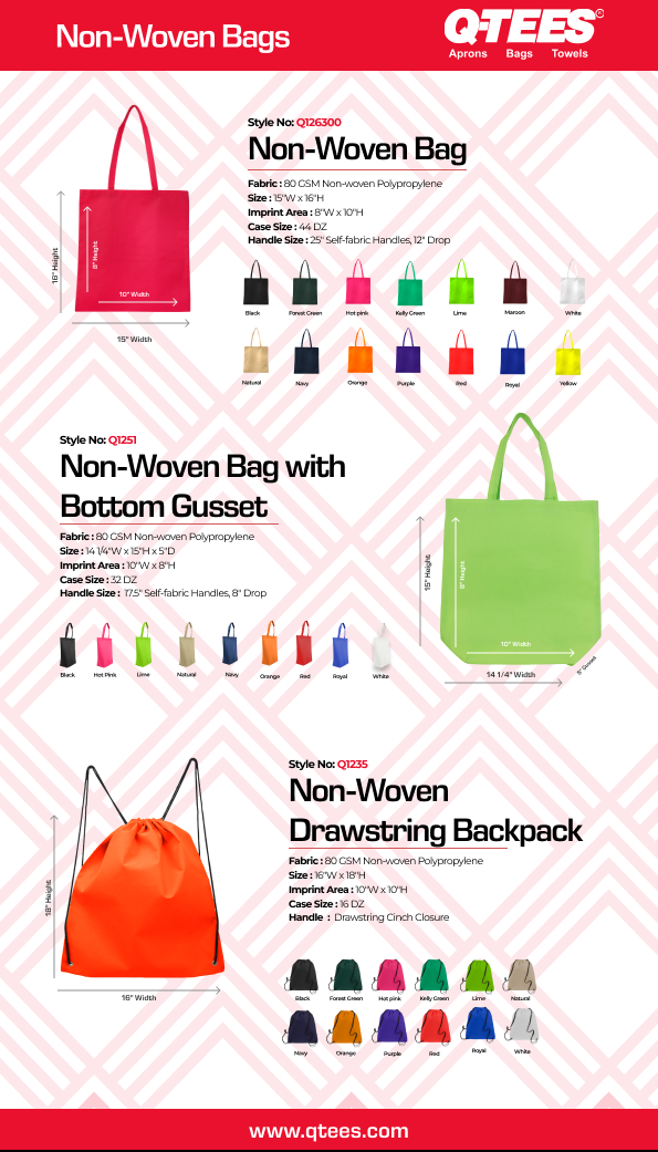 Q tees Non Woven Tote Bags Flyer