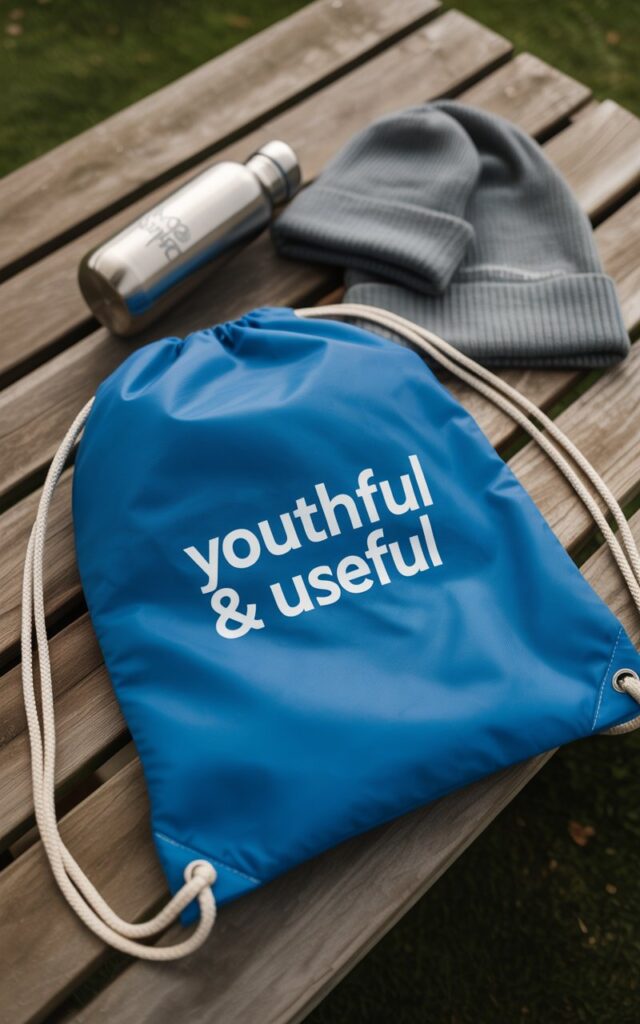 Holiday Gift Ideas for Clients, Teams, and Events — Featuring Q-Tees Favorites 6 a photograph of a bright blue drawstring xHY8LGJYST6rztcf4JkPGQ XCwci587SMqF M0CIECkRQ