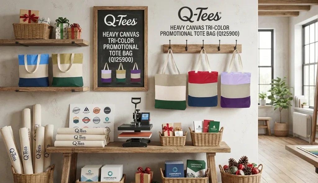 Product Spotlight Q-Tees Heavy Canvas Tri-Color Promotional Tote Bag (Q125900) 2 Heavy Canvas Tri-Color Promotional Tote Bag (Q125900)