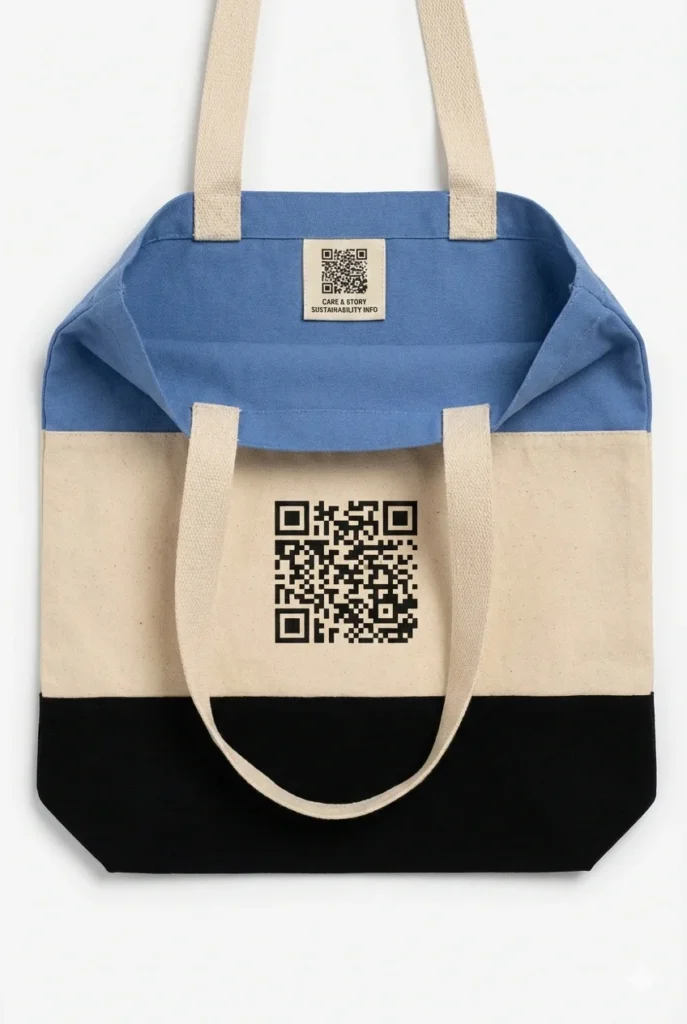 Product Spotlight Q-Tees Heavy Canvas Tri-Color Promotional Tote Bag (Q125900) 9 QR Code on Tote Bag