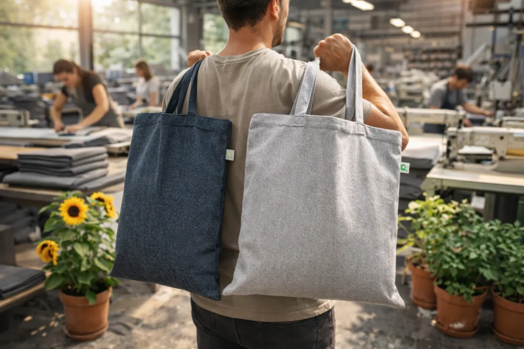 Sustainable Promotional Bags Recycled for a Greener Future: Q-Tees S800 & S900 2 S800 Factory Sustainablity